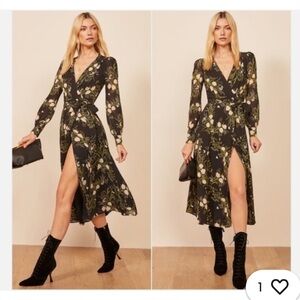 Reformation Black floral Susanna dress in Anastasia size XS